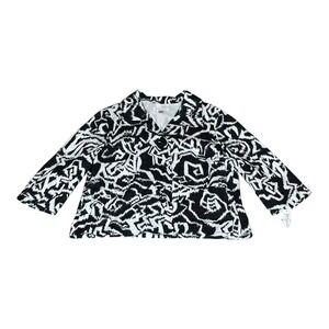 NWT Pendleton Womens‎ XL Linen Rayon Black White Abstract Print Blazer Jacket